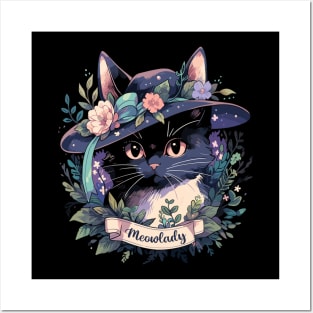 Cottagecore Fairycore Cat Gifts Girls Womens Meowlady Cat Posters and Art